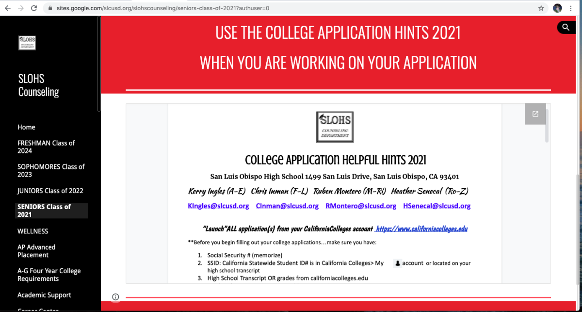 How are SLOHS Seniors Handling the College Application Process?
