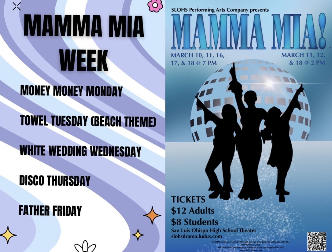 Opening night is cancelled due to rain, but SLOHS theater production “Mamma Mia!” Spirit Week is Next Week!