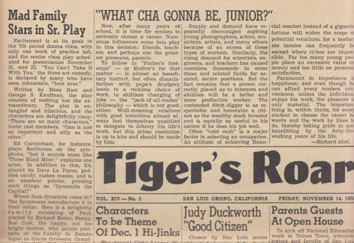 Tiger's Roar: November 14, 1958